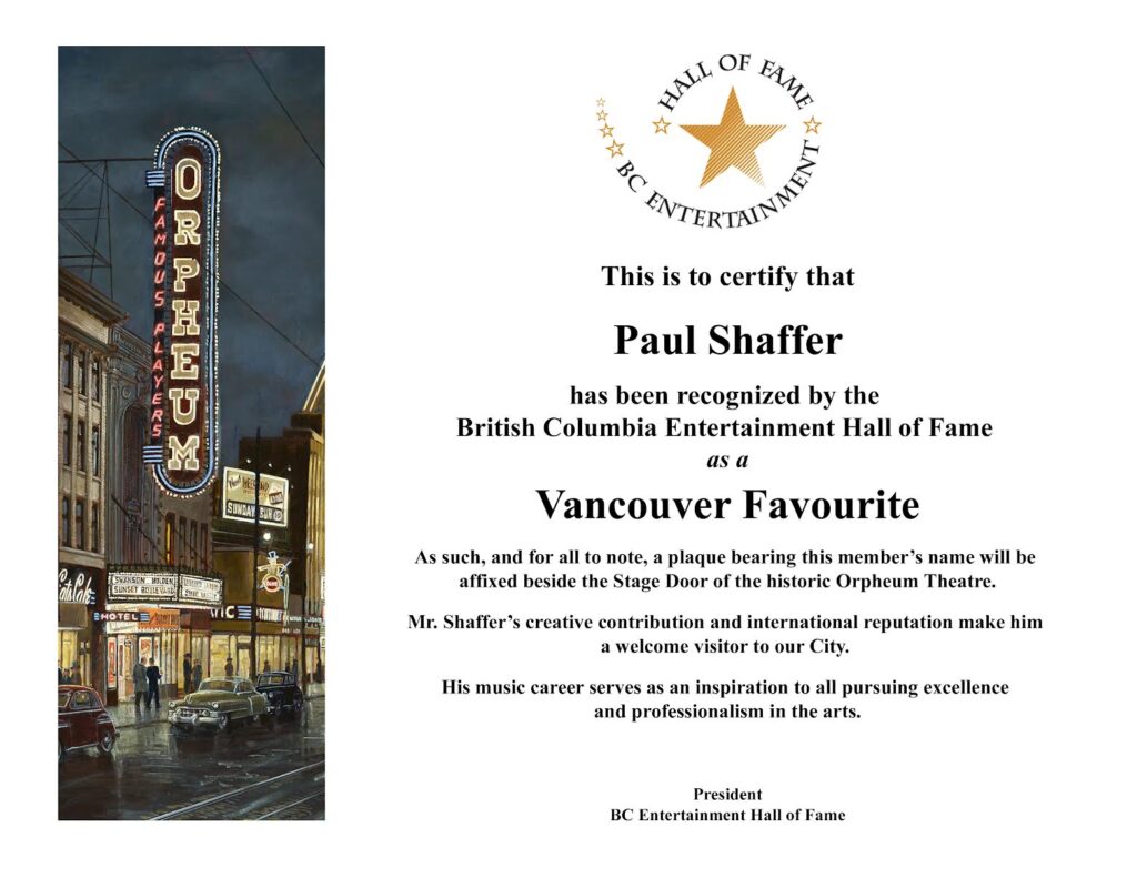 Vancouver Favourites - Paul Shaffer